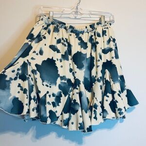 Elastic-Waist Circle Skirt in Cream with Black Spot Print